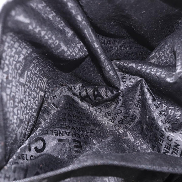 CHANEL Chain Shoulder Bag Coated Canvas Silver Black CC Auth kk553