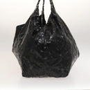 CHANEL Chain Shoulder Bag Coated Canvas Silver Black CC Auth kk553-3