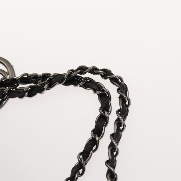 CHANEL Chain Shoulder Bag Coated Canvas Silver Black CC Auth kk553