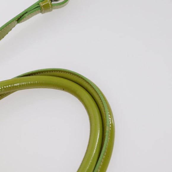 PRADA Hand Bag Enamel 2way Green Gold Auth kk555