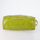 PRADA Hand Bag Enamel 2way Green Gold Auth kk555-5