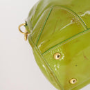 PRADA Hand Bag Enamel 2way Green Gold Auth kk555-17