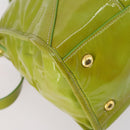 PRADA Hand Bag Enamel 2way Green Gold Auth kk555-18