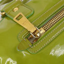 PRADA Hand Bag Enamel 2way Green Gold Auth kk555-19