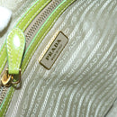 PRADA Hand Bag Enamel 2way Green Gold Auth kk555-21