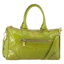 PRADA Hand Bag Enamel 2way Green Gold Auth kk555-1