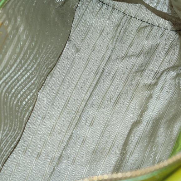 PRADA Hand Bag Enamel 2way Green Gold Auth kk555