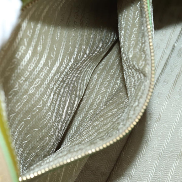 PRADA Hand Bag Enamel 2way Green Gold Auth kk555