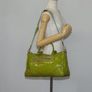 PRADA Hand Bag Enamel 2way Green Gold Auth kk555-25