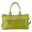 PRADA Hand Bag Enamel 2way Green Gold Auth kk555-13