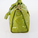 PRADA Hand Bag Enamel 2way Green Gold Auth kk555-3