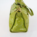 PRADA Hand Bag Enamel 2way Green Gold Auth kk555-4