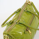 PRADA Hand Bag Enamel 2way Green Gold Auth kk555-6