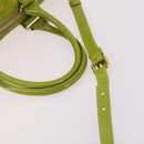 PRADA Hand Bag Enamel 2way Green Gold Auth kk555-8