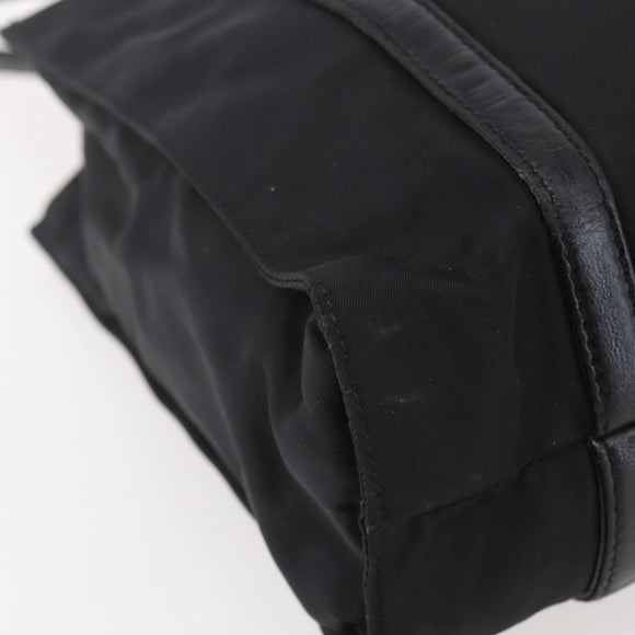 PRADA Shoulder Bag Nylon Leather Black Silver Auth kk556