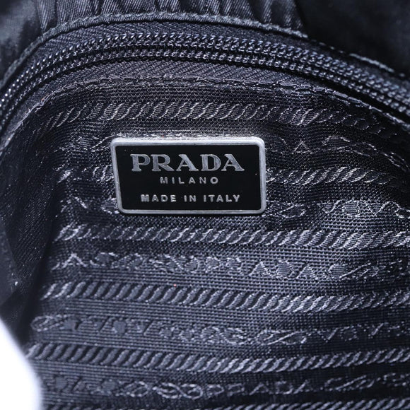 PRADA Shoulder Bag Nylon Leather Black Silver Auth kk556