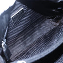 PRADA Shoulder Bag Nylon Leather Black Silver Auth kk556-11