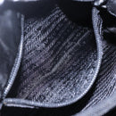 PRADA Shoulder Bag Nylon Leather Black Silver Auth kk556-21
