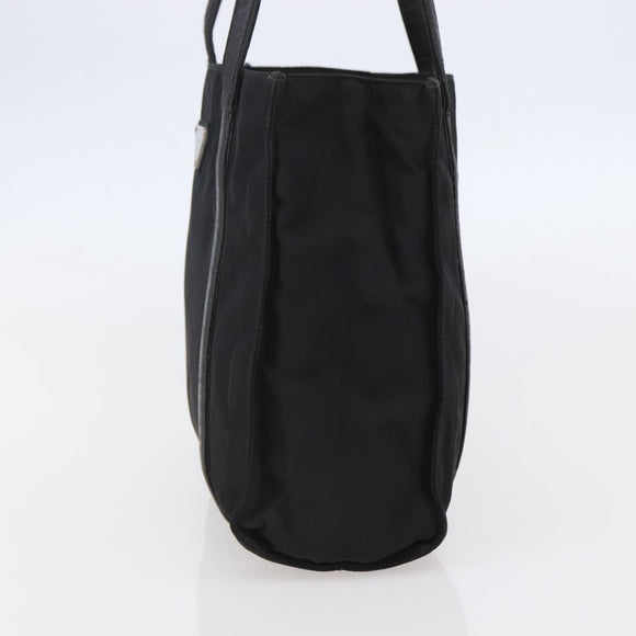 PRADA Shoulder Bag Nylon Leather Black Silver Auth kk556