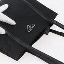 PRADA Shoulder Bag Nylon Leather Black Silver Auth kk556-6
