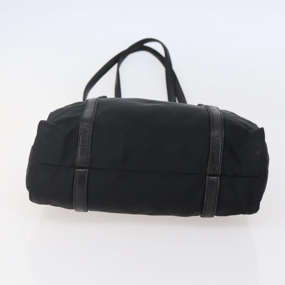 PRADA Shoulder Bag Nylon Leather Black Silver Auth kk556