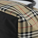 Burberry Nova Check Blue Label Handtasche Nylon Beige Silber Auth kk557-9