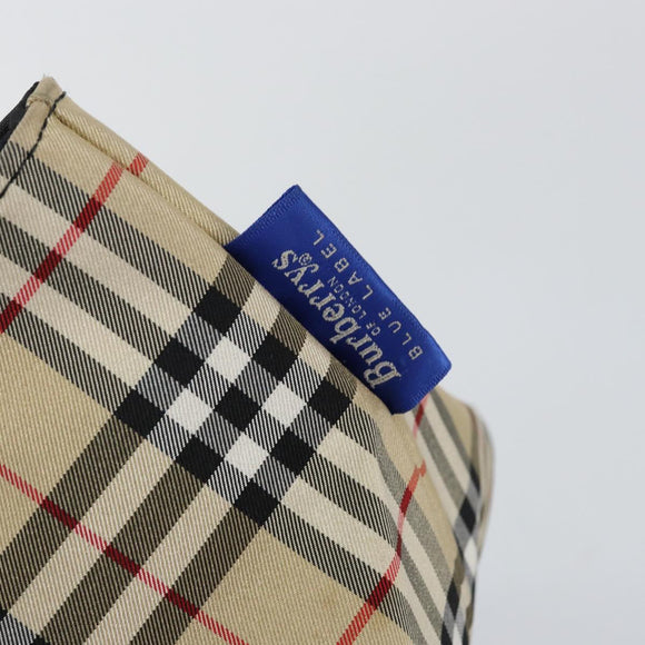 Burberry Nova Check Blue Label Handtasche Nylon Beige Silber Auth kk557
