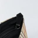 Burberry Nova Check Blue Label Handtasche Nylon Beige Silber Auth kk557-11