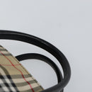 Burberrys Nova Check Blue Label Hand Bag Nylon Beige Silver Auth kk557-8