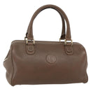 FENDI Hand Bag Leather Brown Gold Auth kk558-1