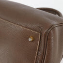 FENDI Hand Bag Leather Brown Gold Auth kk558-9