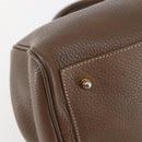 FENDI Hand Bag Leather Brown Gold Auth kk558-14