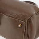 FENDI Hand Bag Leather Brown Gold Auth kk558-15