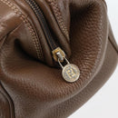 FENDI Hand Bag Leather Brown Gold Auth kk558-10