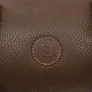 FENDI Hand Bag Leather Brown Gold Auth kk558-17
