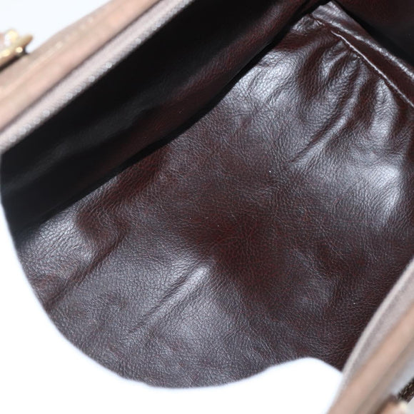 FENDI Hand Bag Leather Brown Gold Auth kk558