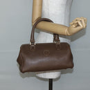 FENDI Hand Bag Leather Brown Gold Auth kk558-22
