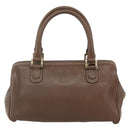 FENDI Hand Bag Leather Brown Gold Auth kk558-2