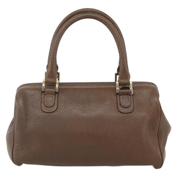 FENDI Hand Bag Leather Brown Gold Auth kk558 - 0