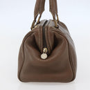 FENDI Hand Bag Leather Brown Gold Auth kk558-3