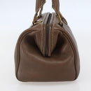 FENDI Hand Bag Leather Brown Gold Auth kk558-4