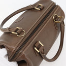 FENDI Hand Bag Leather Brown Gold Auth kk558-6