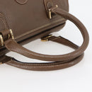 FENDI Hand Bag Leather Brown Gold Auth kk558-7