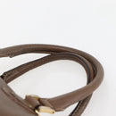 FENDI Hand Bag Leather Brown Gold Auth kk558-8