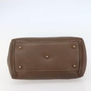 FENDI Hand Bag Leather Brown Gold Auth kk558-5