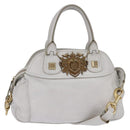 GIVENCHY Hand Bag Leather 2way Gold White Auth kk559-1