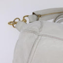 GIVENCHY Hand Bag Leather 2way Gold White Auth kk559-12