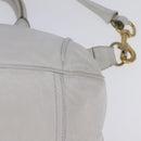 GIVENCHY Hand Bag Leather 2way Gold White Auth kk559-13