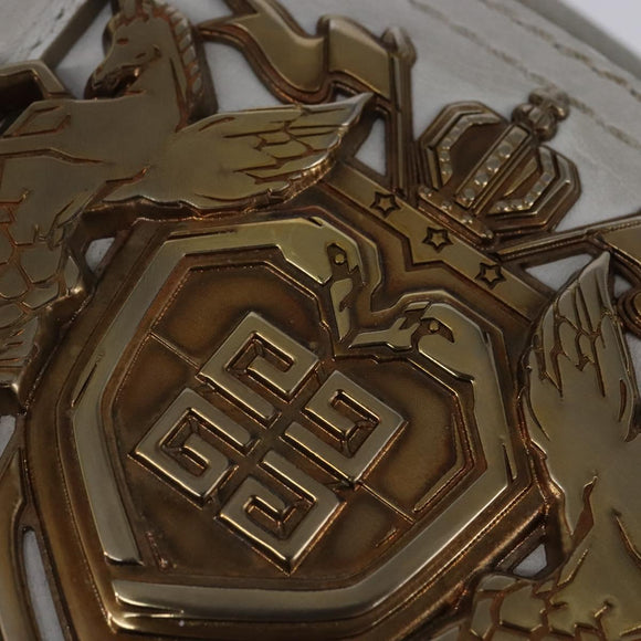 GIVENCHY Hand Bag Leather 2way Gold White Auth kk559