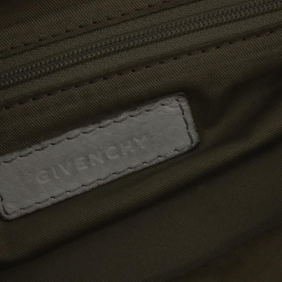 GIVENCHY Hand Bag Leather 2way Gold White Auth kk559